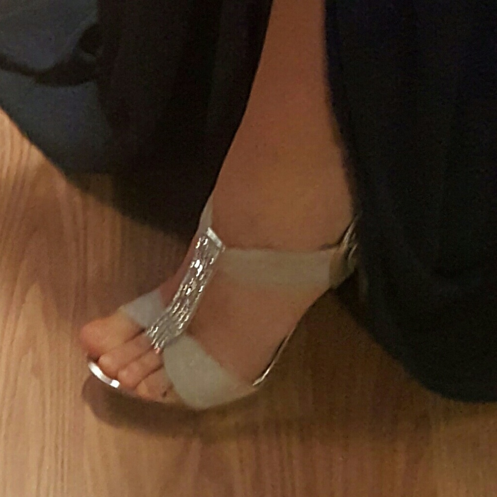 Rhinestone silver High heels